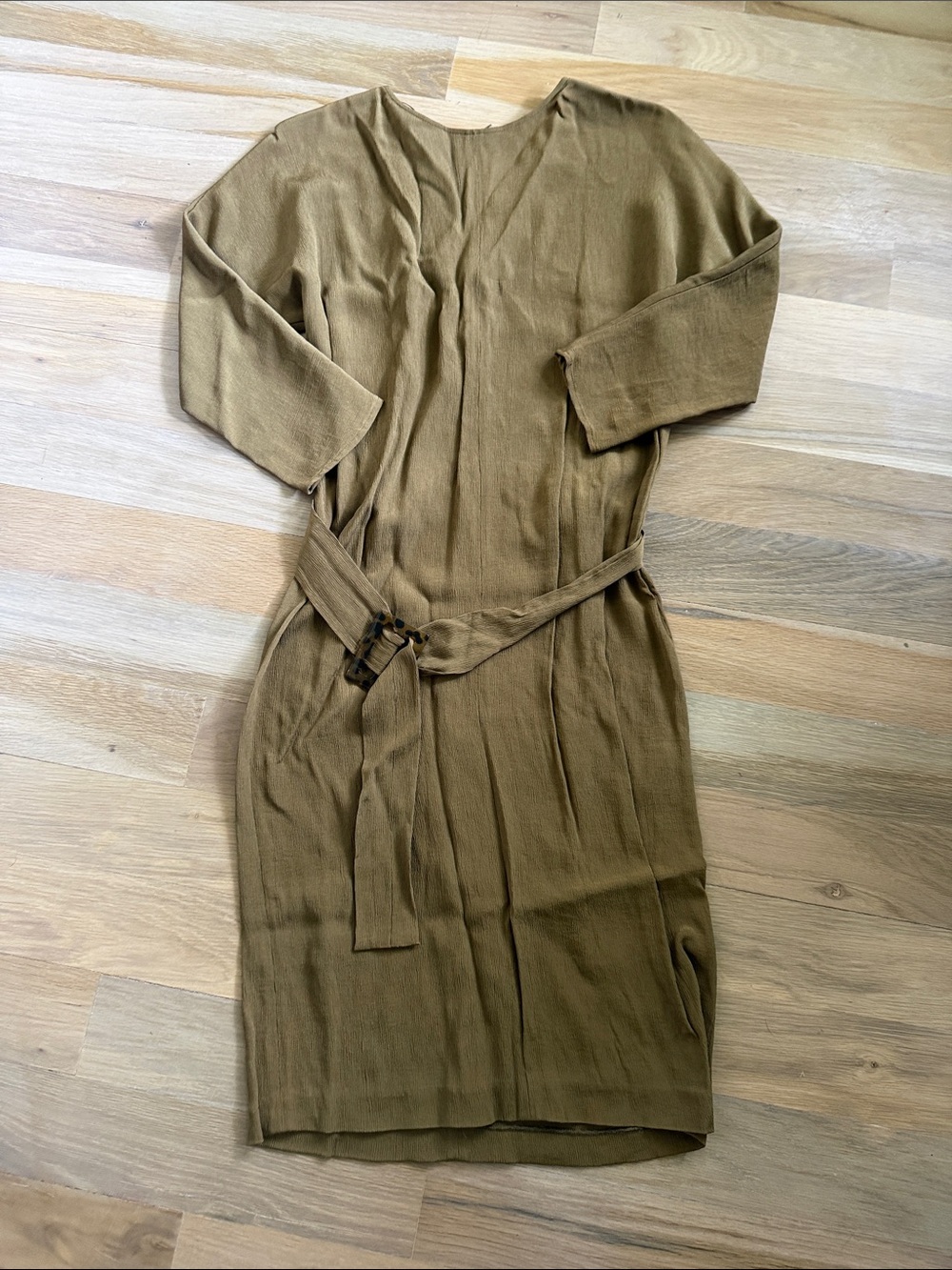 Massimo Dutti Olive Green Midi Dress